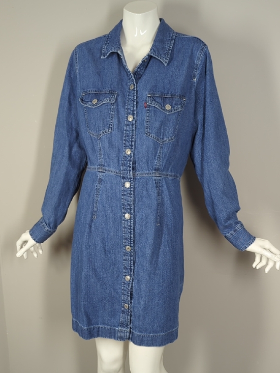 Levi's Dresses & Skirts - Levi's Womens Ellie Denim Dress Denim Button-Front Shirt Dress L